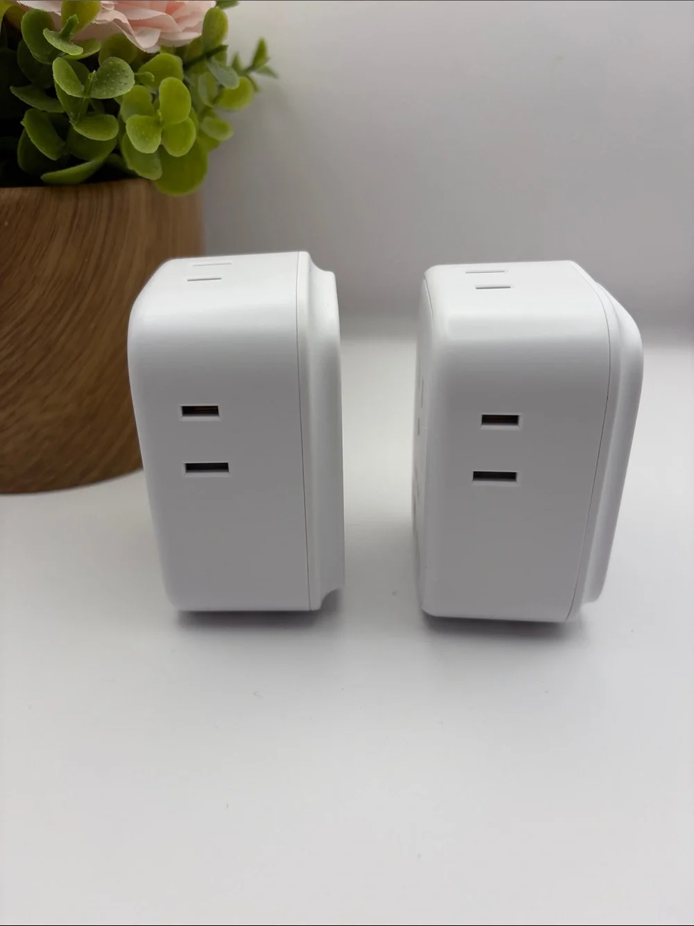 2-Pack Lencent Foldable Dual USB European Travel Plug Wall Power Adapter~White